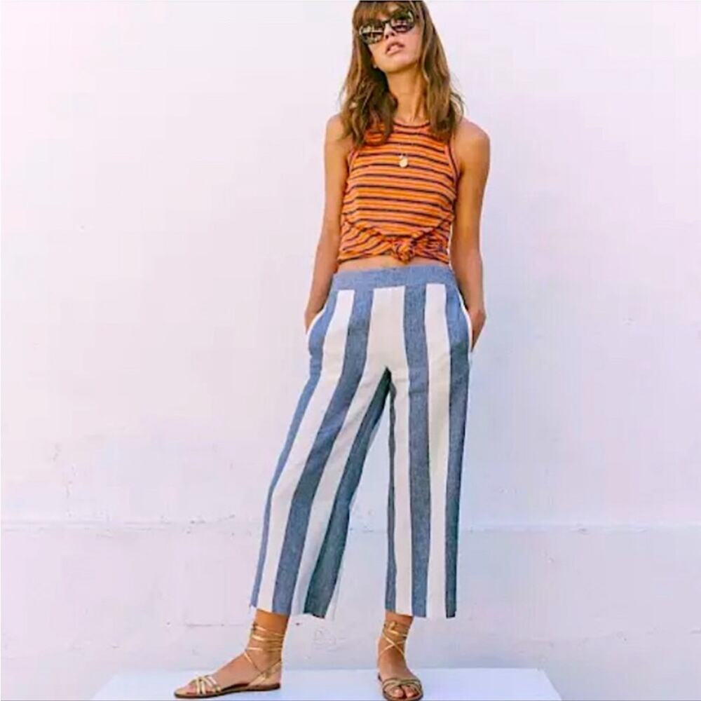 Madewell Womens Huston Pull-On Bold Stripe Crop Pants XS EUC